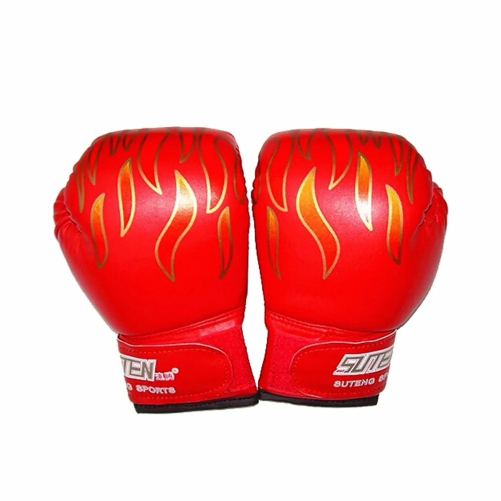 

1Pair Kids Children Boxing Gloves Professional Flame Mesh Breathable PU Leather Flame Gloves Sanda Boxing Training Glove