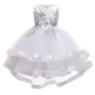 Белое Пышное Платье для девочек, длинное детское платье принцессы с лепестками для первого причастия, элегантное детское платье для девочек на свадьбу, день рождения