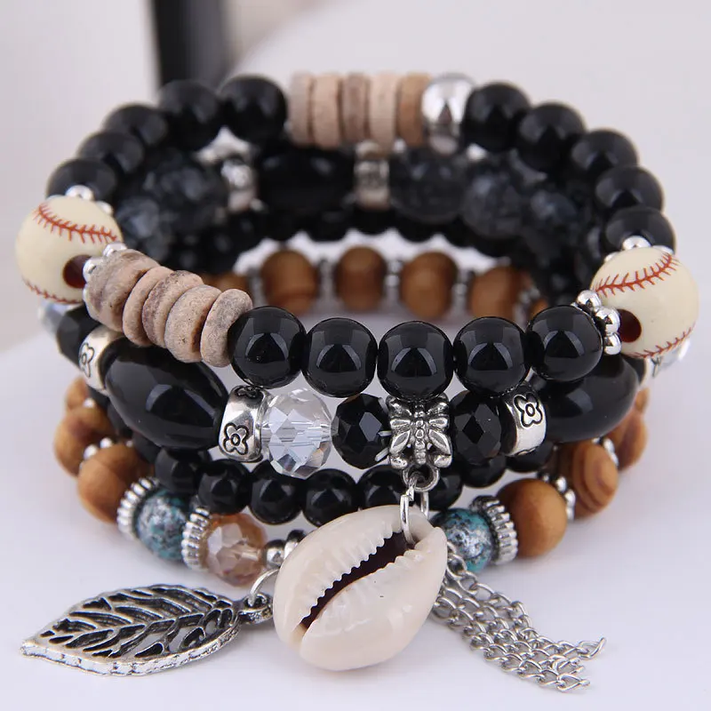 

Bohemia spring and summer multi-layer elastic rope handmade beaded bracelet natural shell bracelet