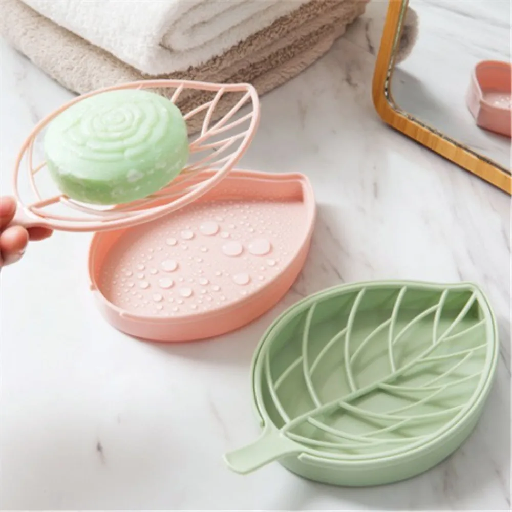 Держатель для мыла в форме листа чехол нескользящая Коробка туалетный поднос