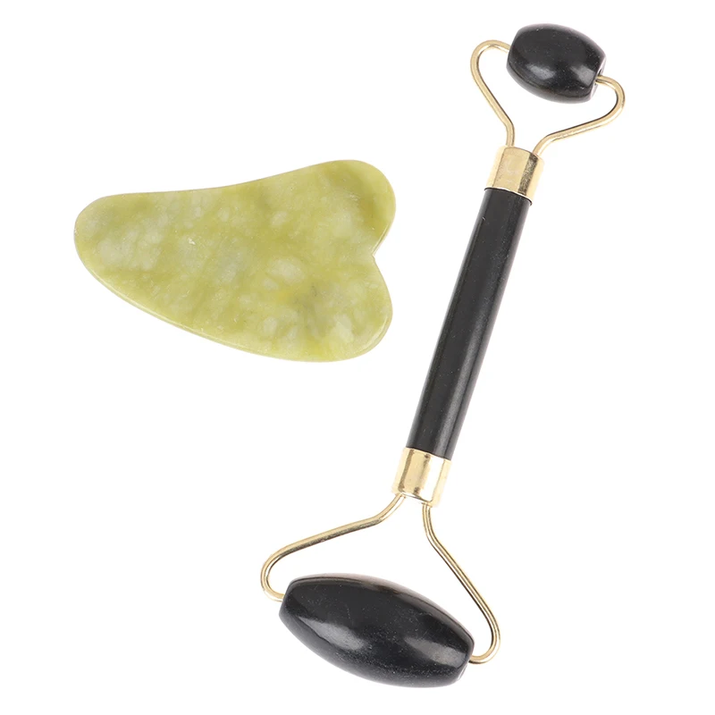 

Natural Jade Guasha Double Head Facial Beauty Massage Tool Face Neck Skin Roller Massager Health Care Tools New