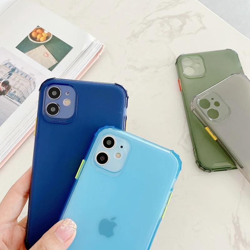 Неоновый флуоресцентный однотонный чехол для телефона iPhone SE 2020 11 Pro Max мягкий
