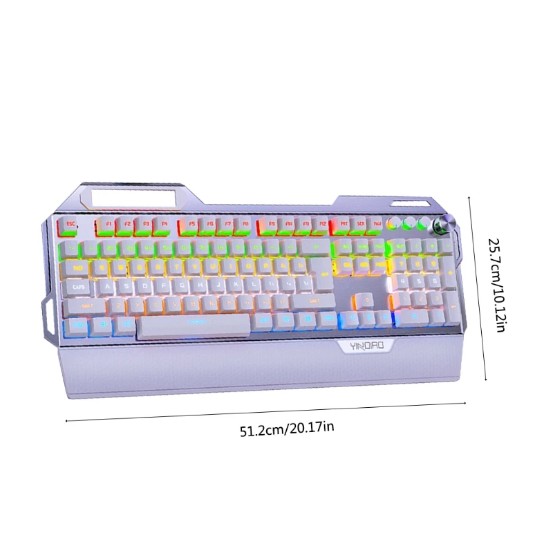 

X7AA 104Keys USB 7 Color RGB Aluminum Alloy Esports Gaming Keyboard with Mobile Phone Stand Volume Adjustment Knob