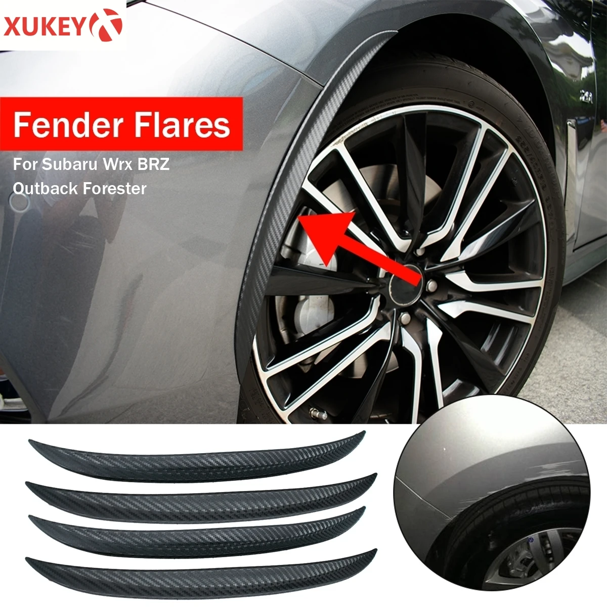 

Wheel Eyebrow Arch Fender Flares Cover Trim sticker Protective Lip Anti-Scratch Strips for Subaru Impreza WRX STi XV Legacy BRZ