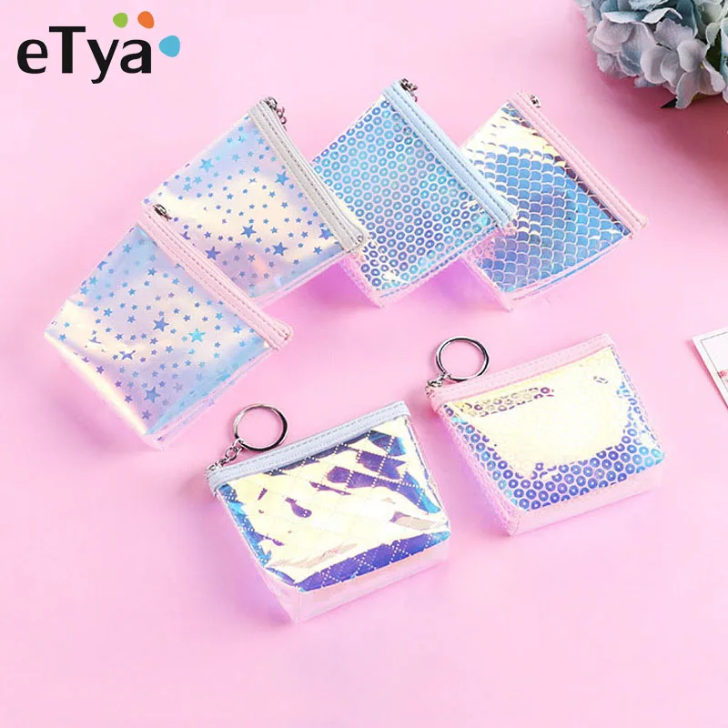 ETya, лазерные Кошельки для монет, женский кошелек, Маленький милый держатель для карт, ключей, денег, мини сумка для девушек, Дамский кошелек, модный кошелек