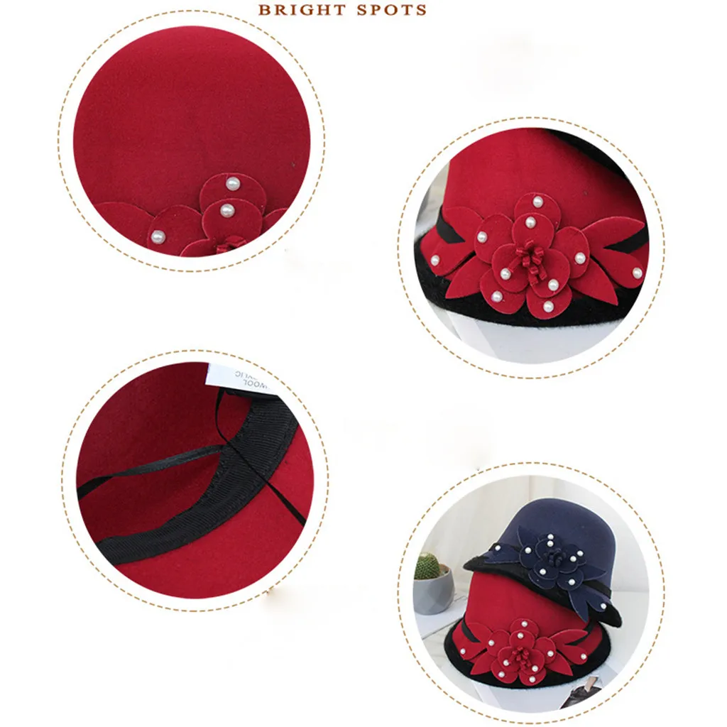 Женская шерстяная шляпа Элегантная черная для церкви свадебные модные головные