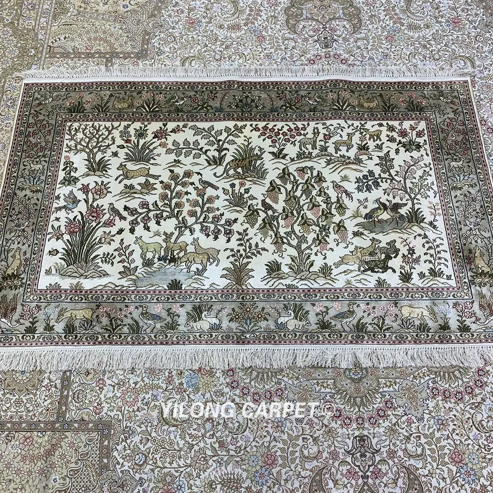 Восточные коврики Yilong 3 'x 5' персидский шелк искусство животные ручная работа