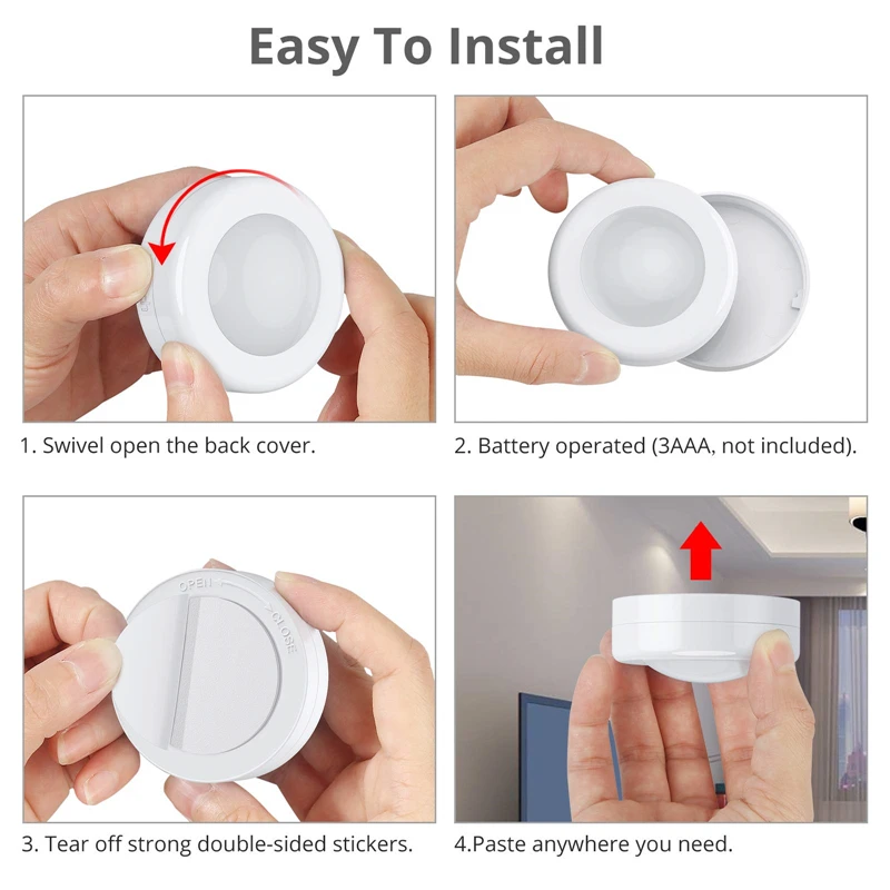 

LED Dimmable Puck Lights With Remote Control Wireless Touch Sensor Night Lamp Battery Operated Kitchen Cabinets Closet Lighting
