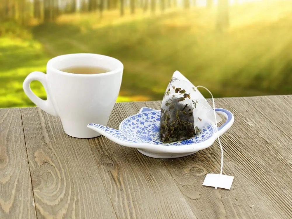 Керамическая фотография с синим рисунком и в форме чайника блюдо для чайного