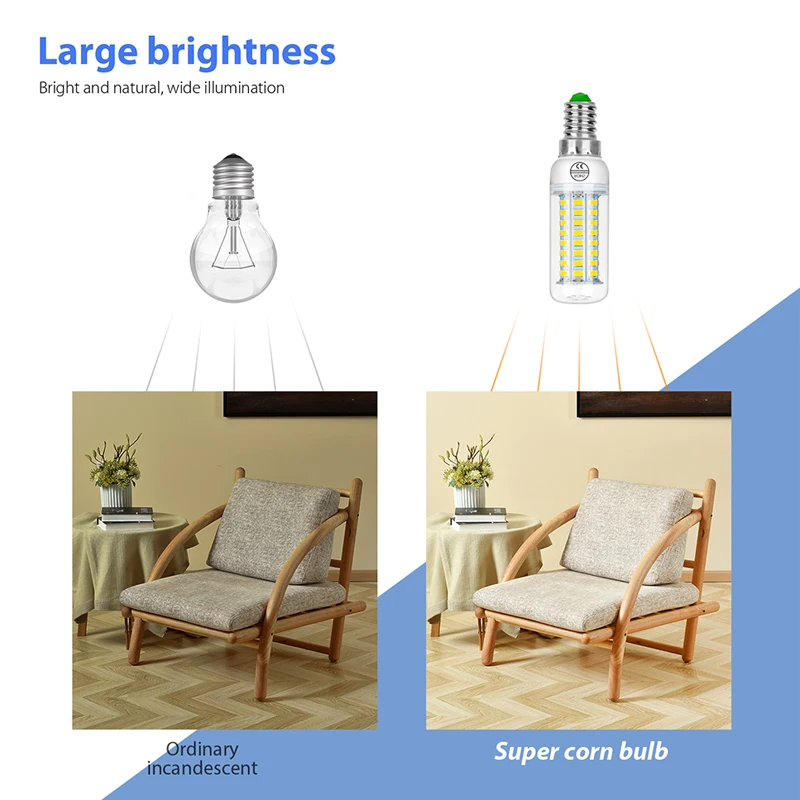 Сопротивление мощности кукурузный светильник 72 светодиодный SMD 5730 Epistar чип E27/E14/B22