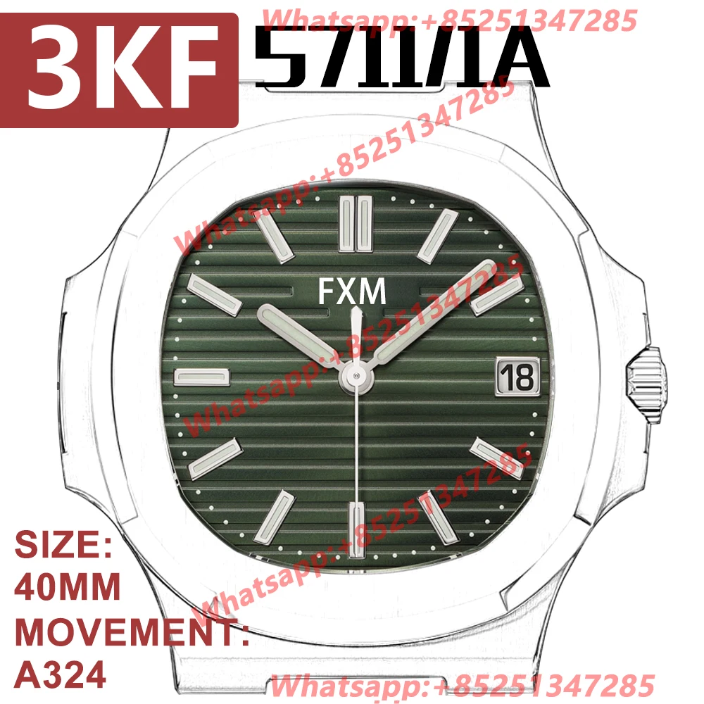 

Men's Automatic Mechanical Top Luxury Brand Watch 40mm 5711 3KF 1:1 PPF 904L Best Edition AAA Replica Super Clone Sports Clocks