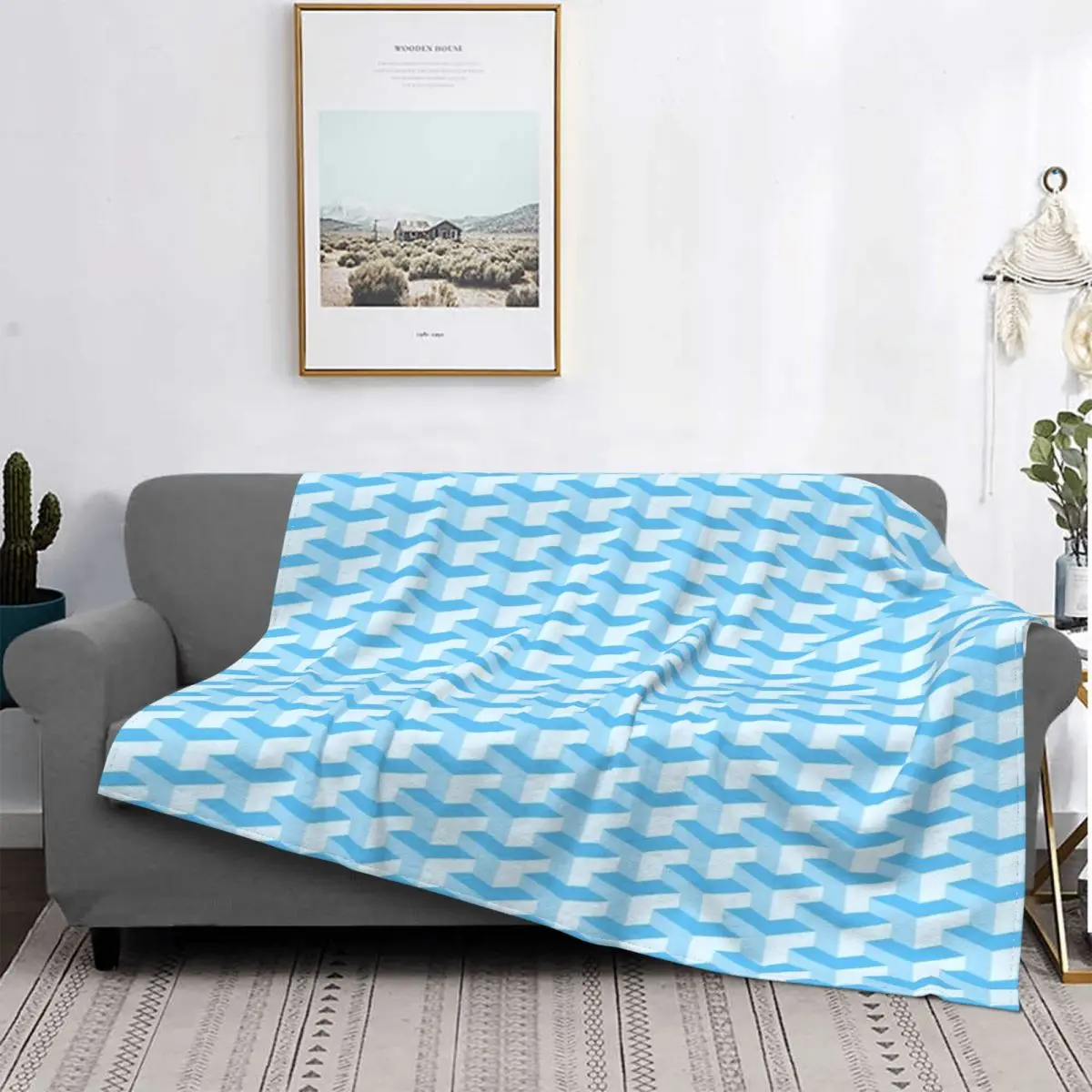 

Manta con patrón de cajas azules, colcha para cama, alfombra a cuadros, manta de playa, manta de lana, colchas para camas