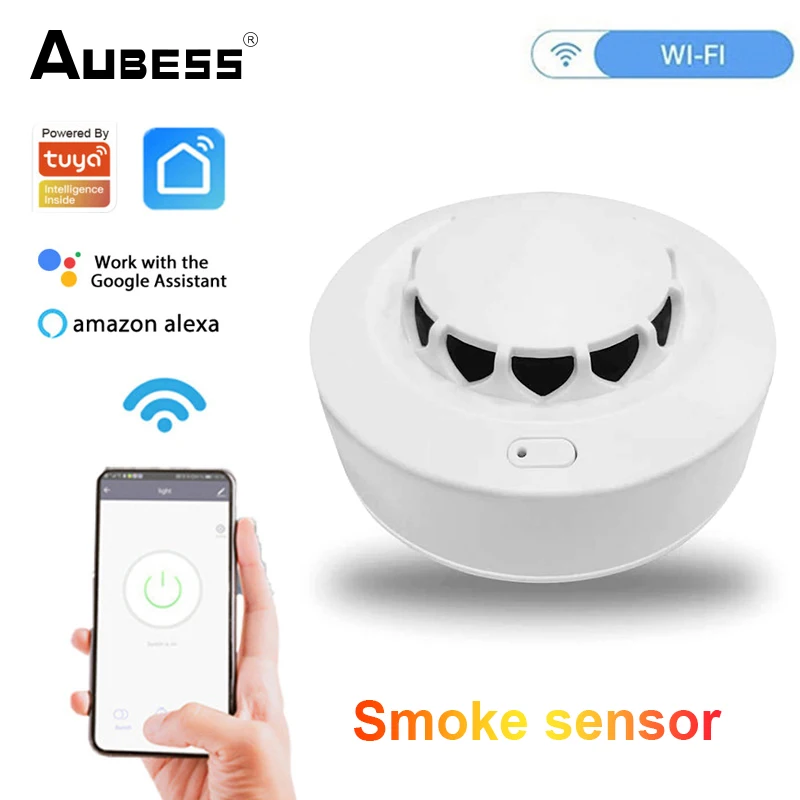 

Tuya Smart Wifi Smoke Sensor Home Alarm Independent WIFI Photoelectric Smoke Sensor Detector Fire Alert Security Alarm System