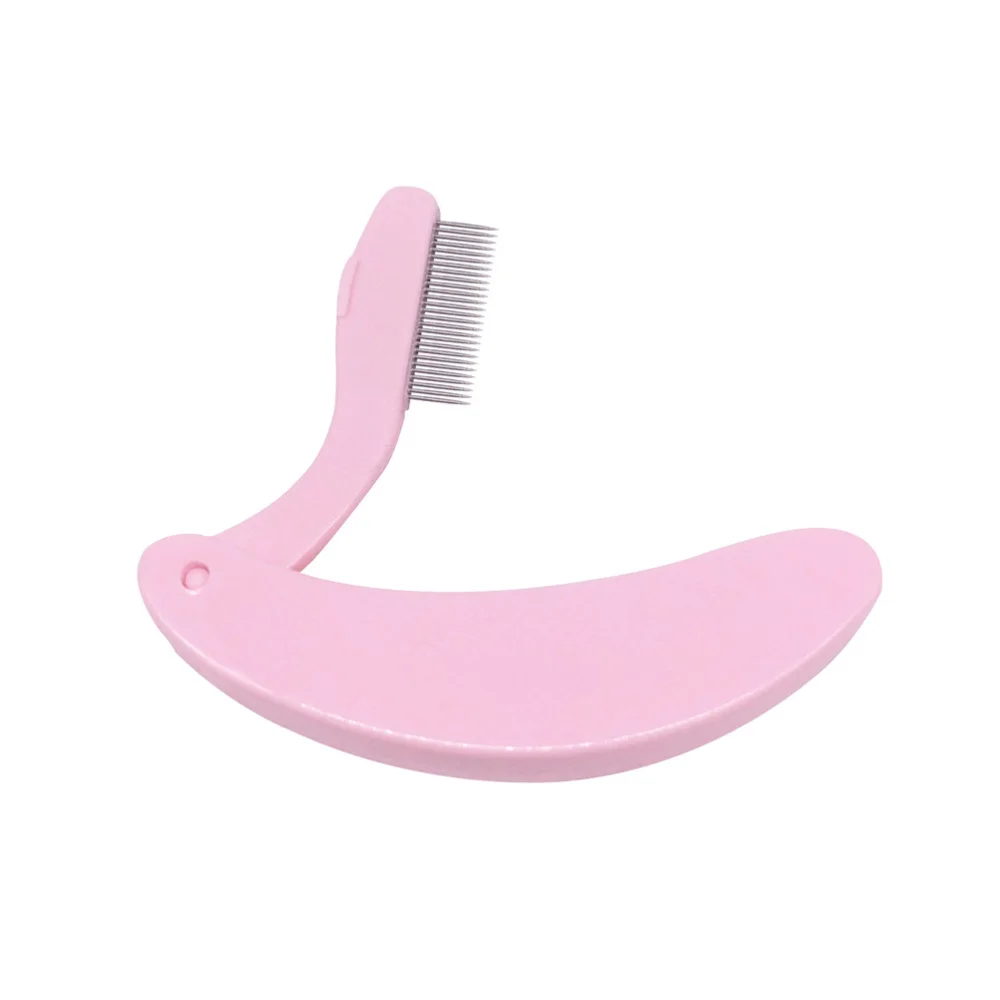 

4PCS Curved Comb Handle Steel Needle Eyebrows Eyelash Comb Beauty Tool Folding Lash and Brow Makeup Brush (Black
