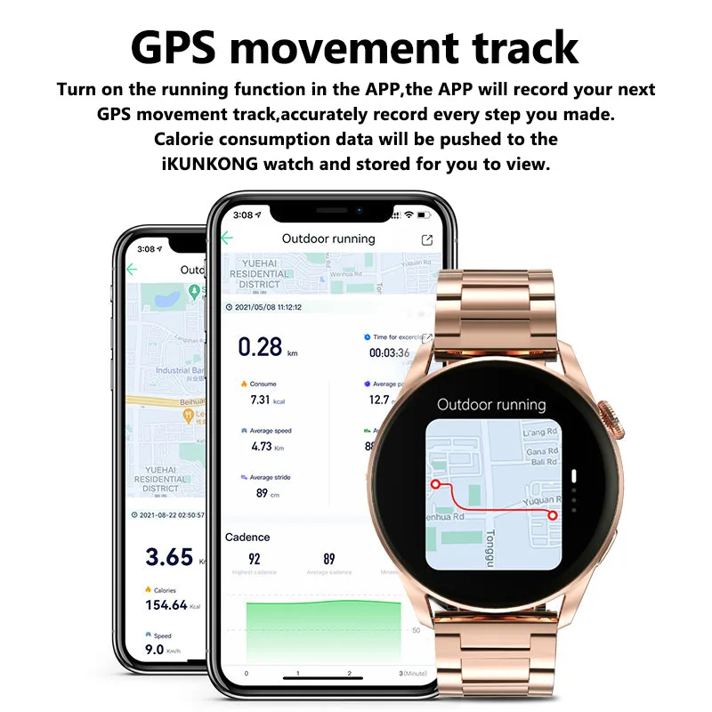 2022 Смарт-часы с NFC мужские часы экраном 390*390 GPS трек движения спортивные для женщин