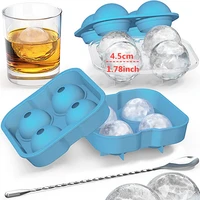 large size 4 cell ice ball mold silicone ice cube trays whiskey ice ball maker 4 silicone molds maker for party bar