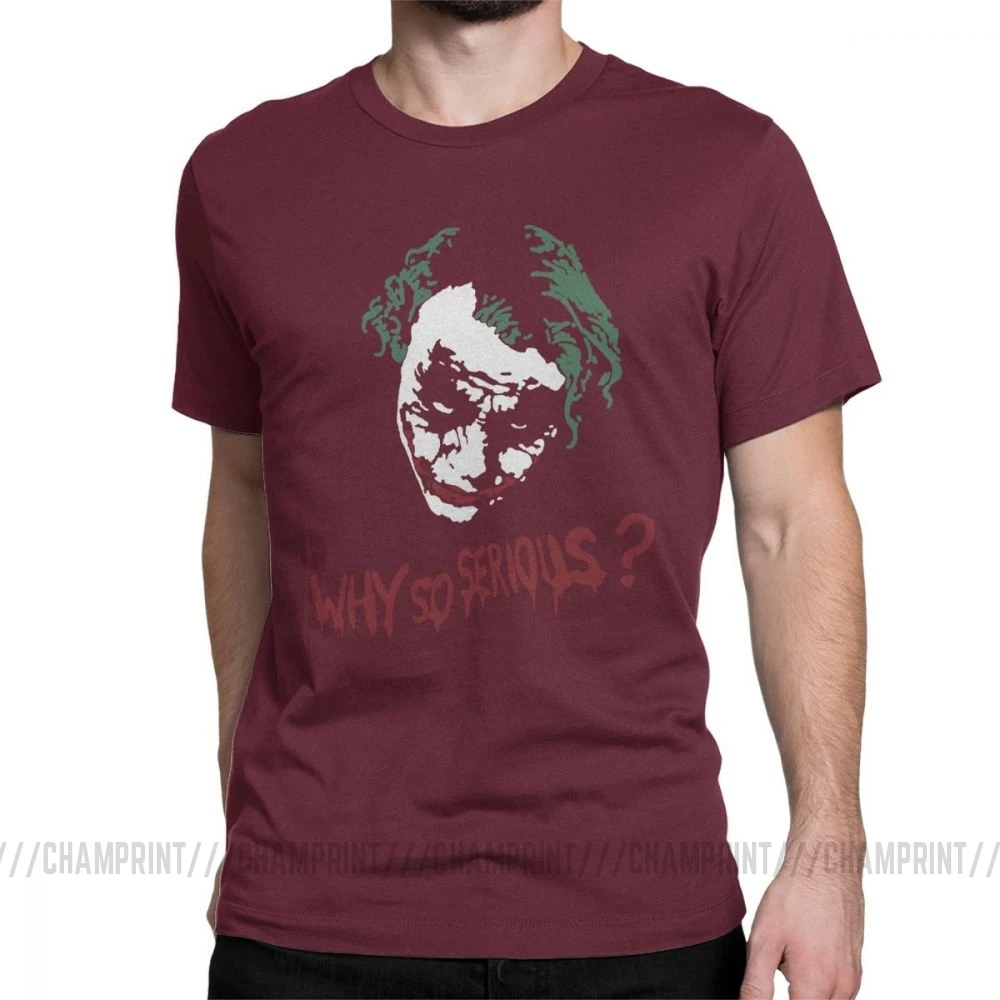Awesome The Dark Knight Joker Why So Serious футболка отряд самоубийц Мужская футболка Gotham Harajuku футболки уличная одежда с графическим принтом Одежда - Цвет: Бургундия