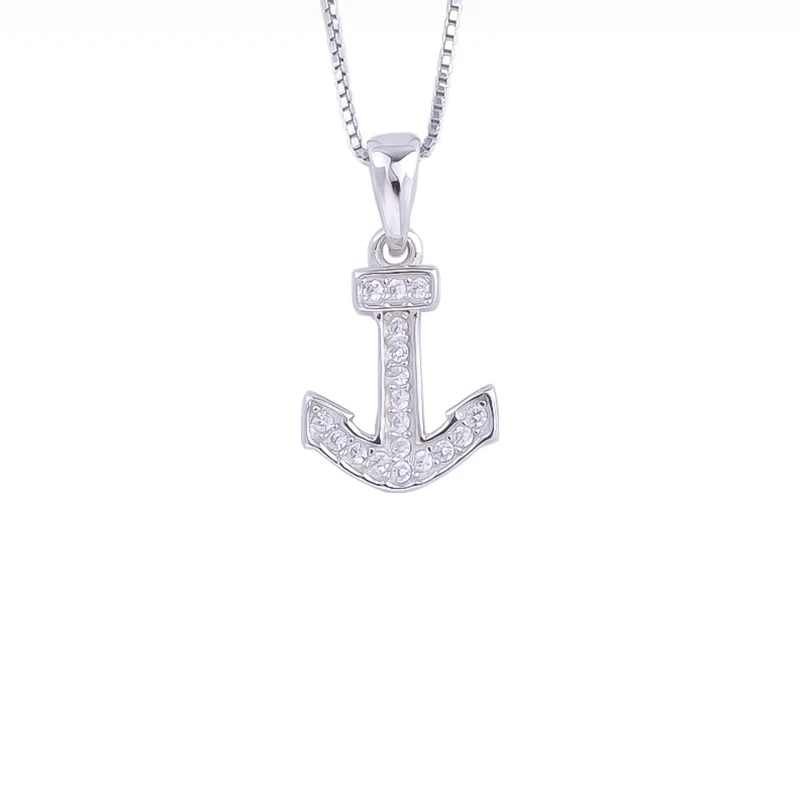 Циркониевое ожерелье со стрелкой и якорем для женщин из стерлингового серебра 925 пробы мини Подвески с