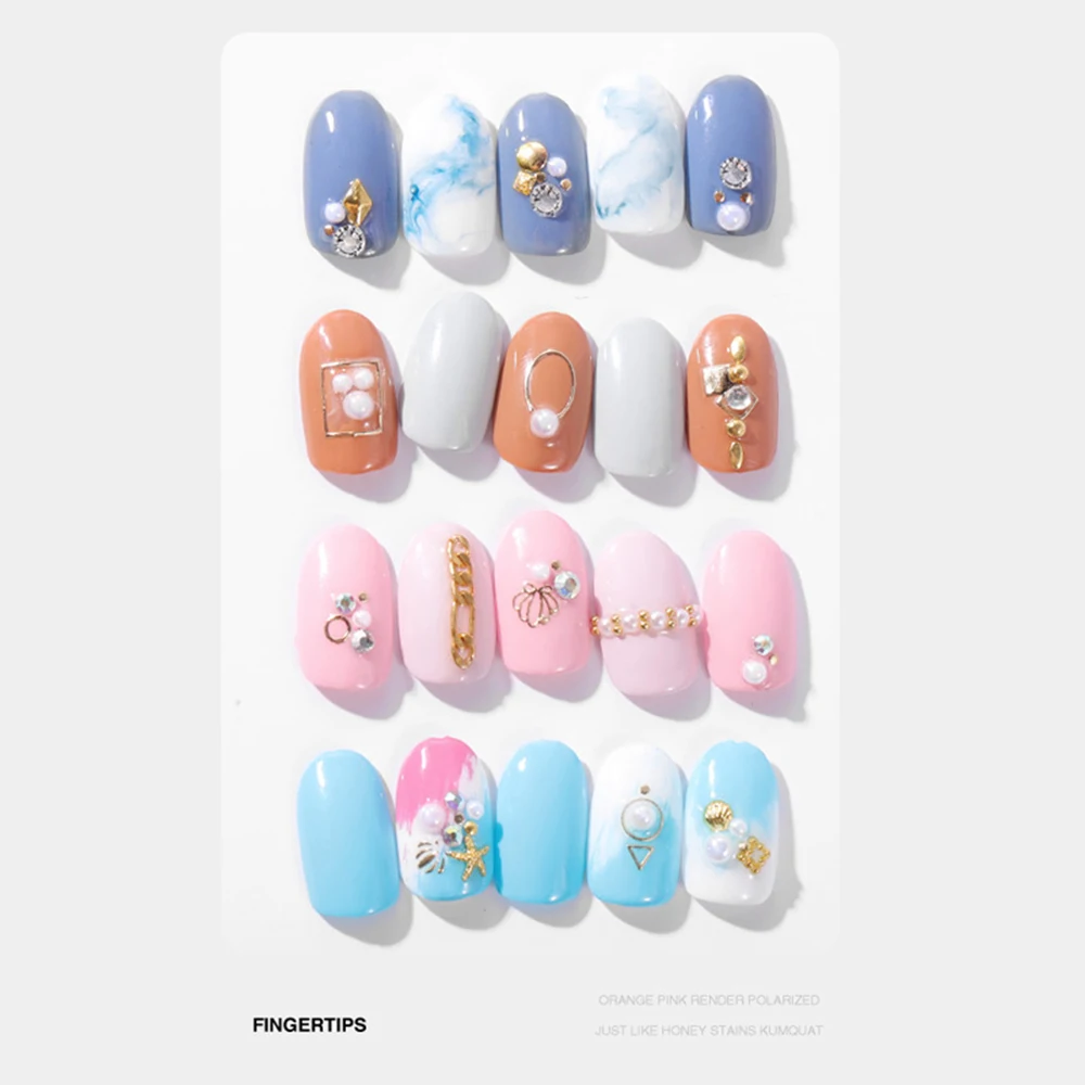 10 шт./лист ногтей заклепки Стикеры круглые квадратные круги жемчуг Сплав Бусины 3D