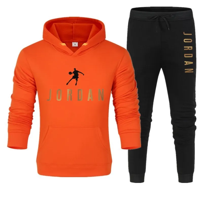 

Fashion Letter Print Men Hoodie Suit Autumn Tracksuit Casual Sportsuit Hoodies Sportswear Sweatshirt+Pant Pullover 2 Piece Set