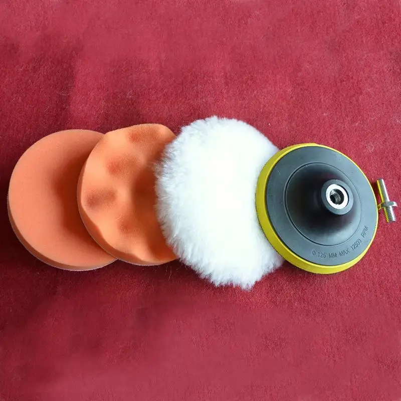 

3inch Car Polishing Disc 6pcs/set Self-adhesive Buffing Waxing Sponge Wool Wheel Polishing Pad For Car Polisher Drill Adapt S0e7