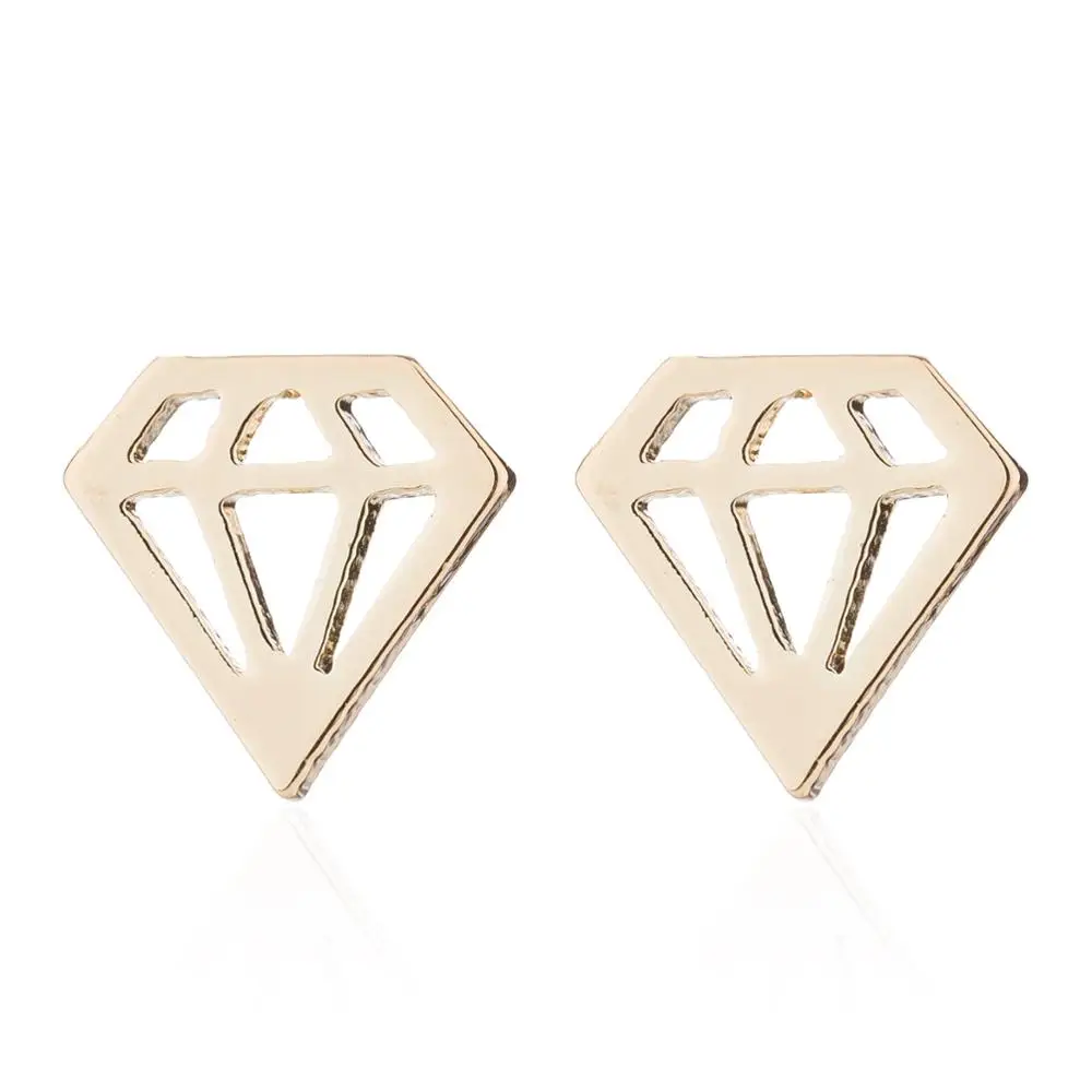 

Fashion Jewelry Retro Triangle Stainless Steel Earrings Personality Geometric Flat Diamond Shaped Stud Earrings for Women Men