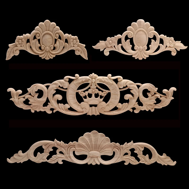 Европейская длинная аппликация деревянная мебель резьба по дереву декоративная