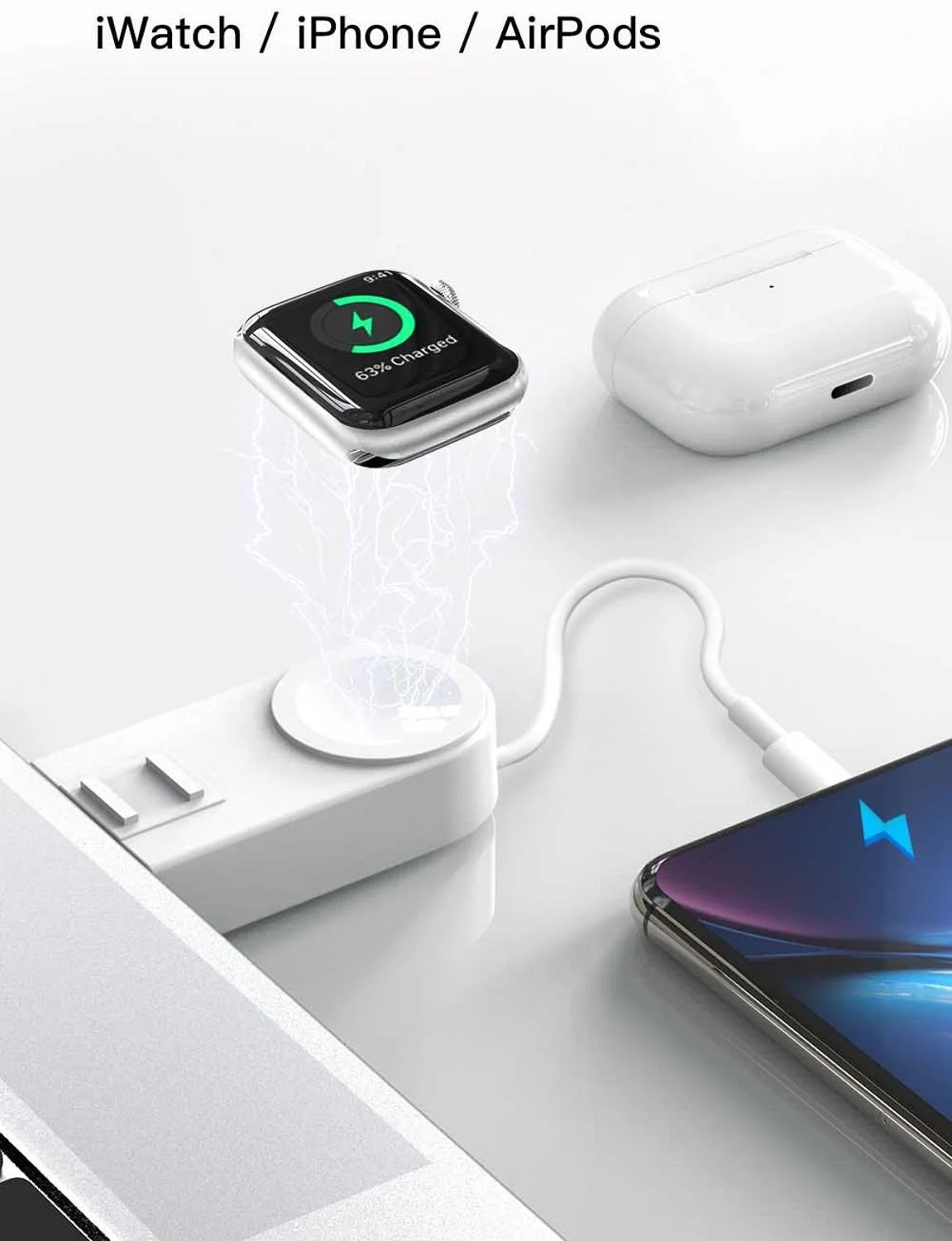 

Беспроводное зарядное устройство для Apple watch и магнитный USB-кабель серии 5 4 3 2 1 для iPhone XS XR 7 8 11 plus airplads