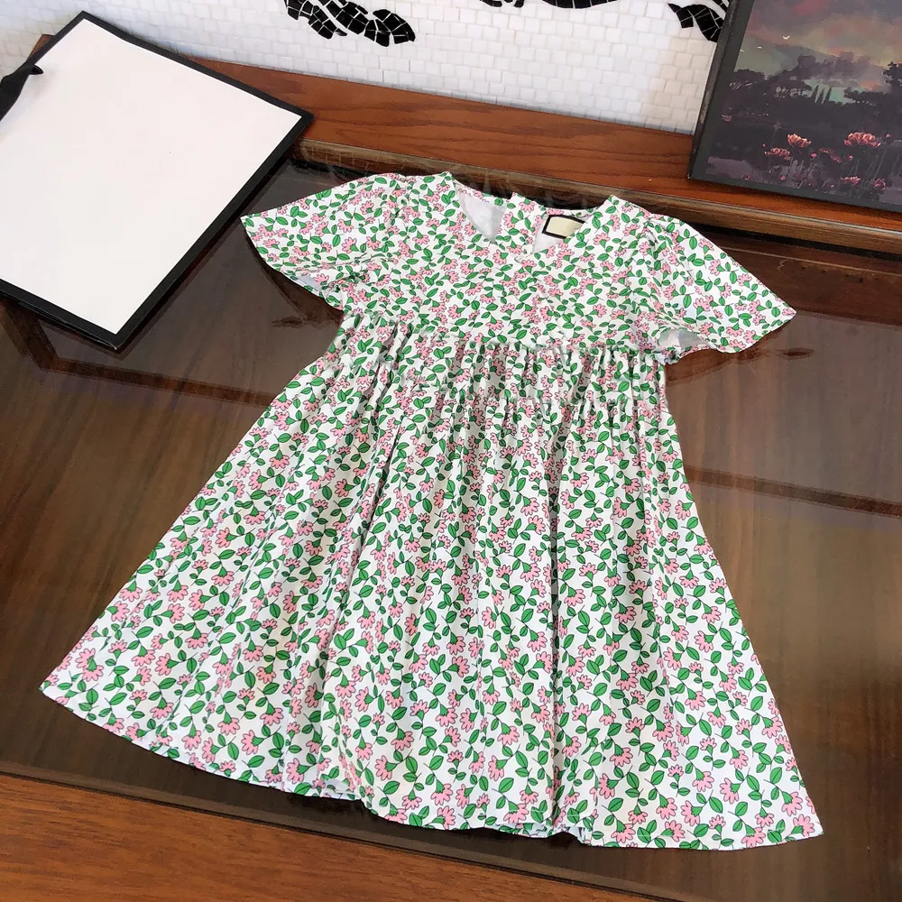 

High-end children's wear 2021 summer fairy floral dress girls' wear French mid-length retro western style girls