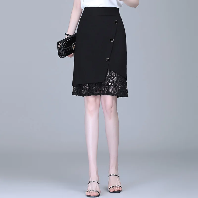 

Женская кружевная юбка, черная облегающая Повседневная офисная юбка с высокой талией, модель 2021 на лето, 6023