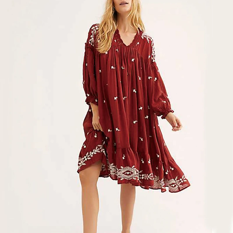 KHALEE YOSE лавандовое поле миди платье с цветочной вышивкой Бохо женское винтажное