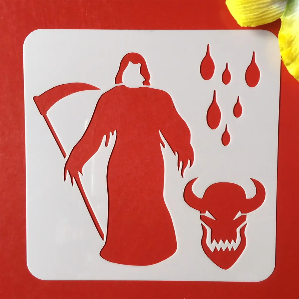 Новинка 5*5 дюймов Blade Bull Wizard Хэллоуин DIY трафареты для наслоения раскраска