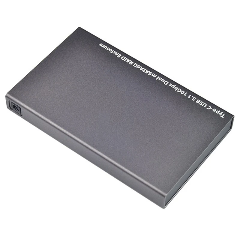 Портативный корпус для жесткого диска Type C на 2 mSATA 3 0 чехол SSD USB 1 Gen2 10 Гбит/с Dual RAID