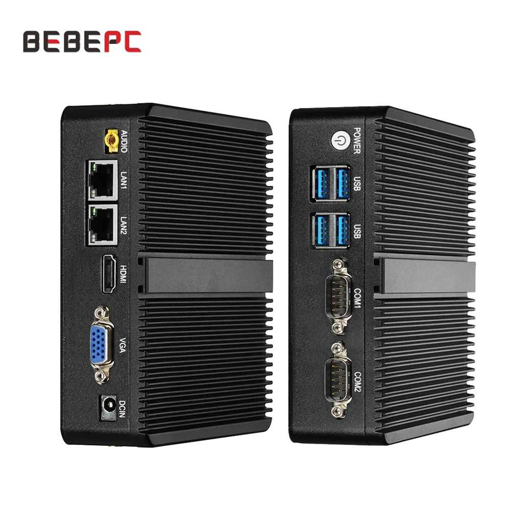 Безвентиляторный промышленный мини-ПК Celeron J4125 Windows 10 Pro HTPC двойная LAN гигабитная 2