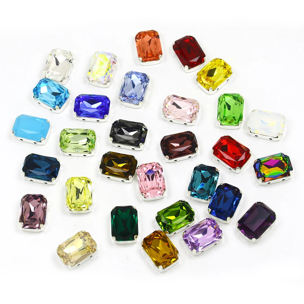 10*14 мм прямоугольные кристаллы К9 для пришивания Стразы свободные камни плоские с