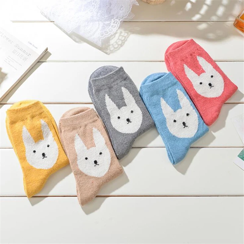

5Pairs 2021 New Autumn Winter Women Cotton Socks Fashion Ladies In Tube Animal Ear Cute Socks Fox Bear Soft Cartoon Socks Girl