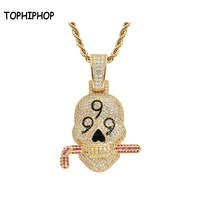 tophiphop personality hip hop number 999 skull pendant full of zircon mens hiphop necklace fashion hip hop jewelry