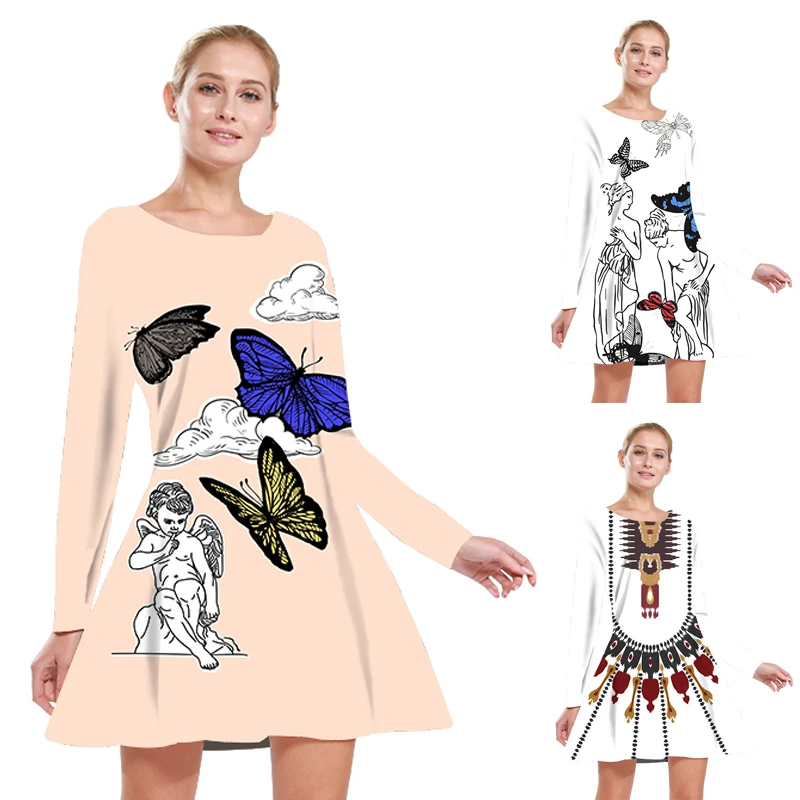 Женские платья короткое сексуальное женское платье милые с принтом животных без