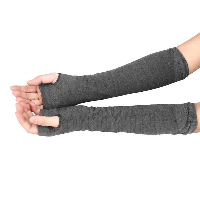 

Lady Stretchy Soft Knitted Wrist Arm Warmer Long Sleeve Fingerless Gloves Striped EIG88