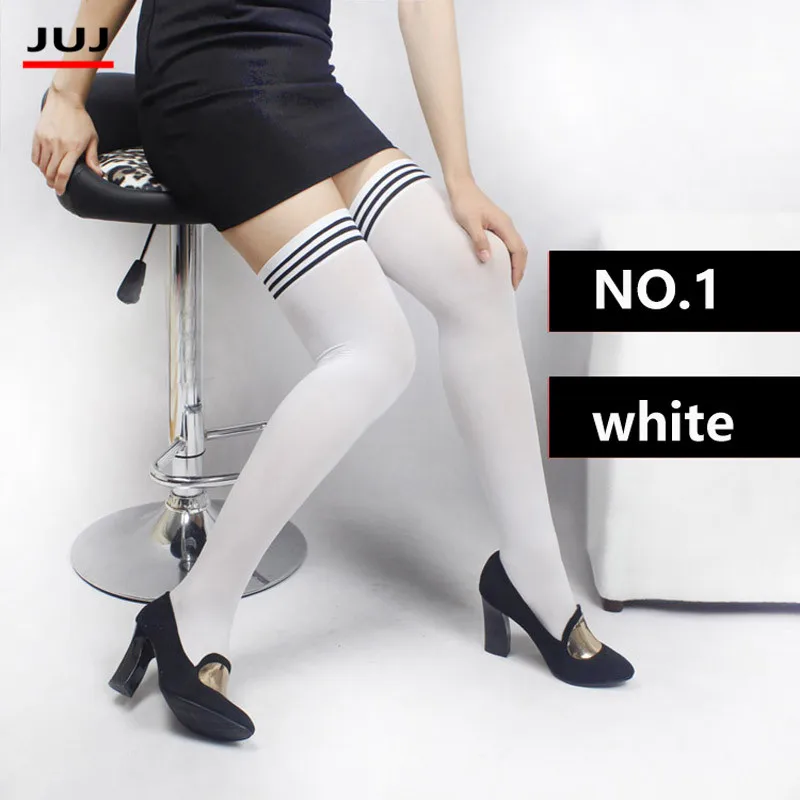 Модные брендовые плоские шелковые дизайнерские женские чулки до бедра с теневым