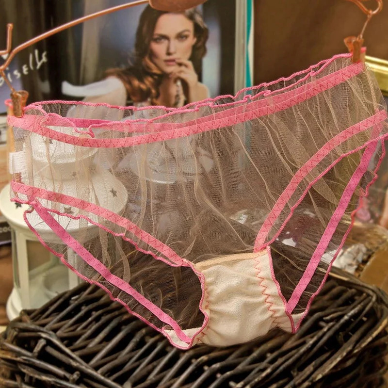 Трусы женские прозрачные кружевные ультратонкие бесшовные дышащие с бантом |