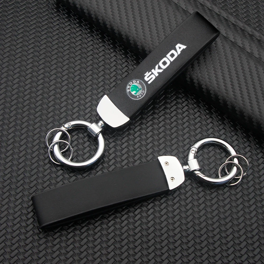 

3D Metal/Leather Car Styling Keychain For Skoda VIRS FABIA KAMIQ KAROQ KODIAQ RAPID SUPERB Auto Key Chain Key Rings Accessories
