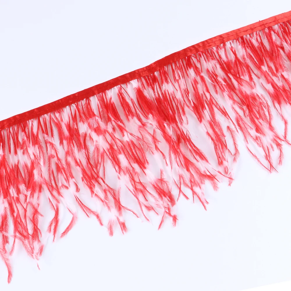 

Wholesale 10 Meters Tie-dyed Ostrich feather Trim fringe 10-15CM For Dress Costumes Needlework Accessories feathers Crafts