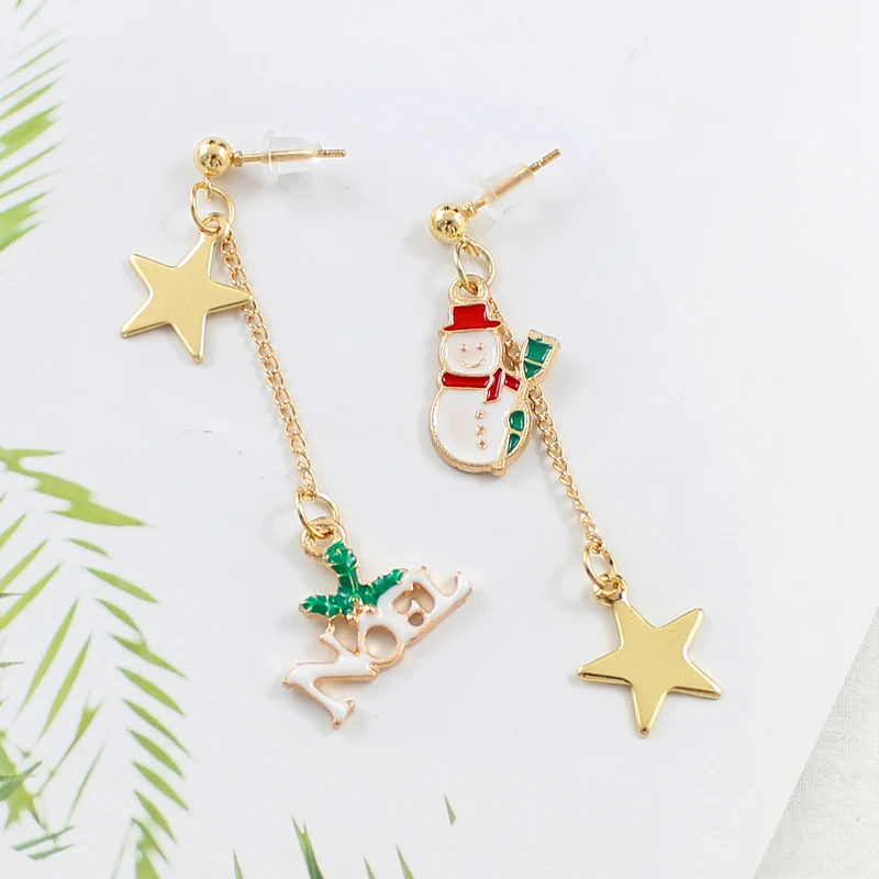 Серьги для Хэллоуина снеговики Пентагон Рождественская елка рождественские