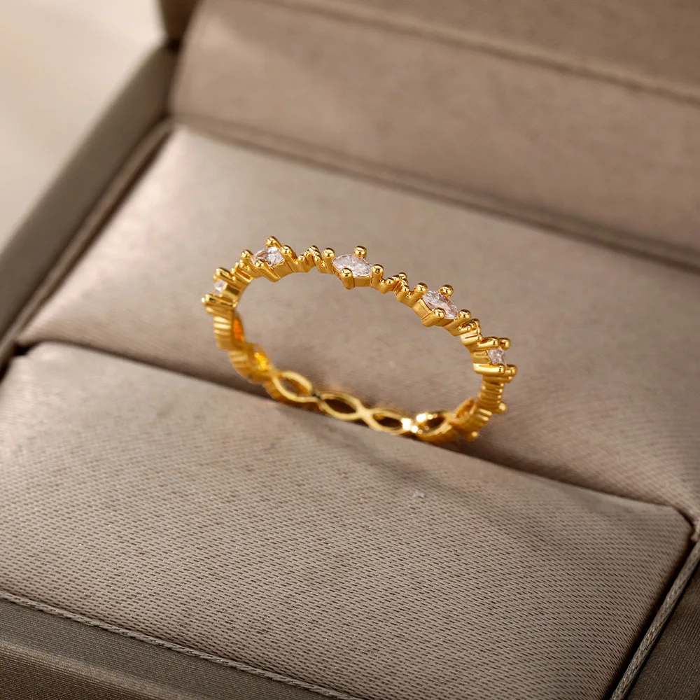 

Zircon Engagement Wedding Rings For Women Girls Gold Color Stainless Steel Female Ring Jewelry Anillos Mujer