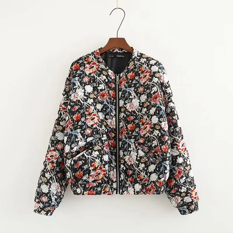 Новое поступление TZN63 новая золотая шелковая хлопковая куртка с принтом | Женская