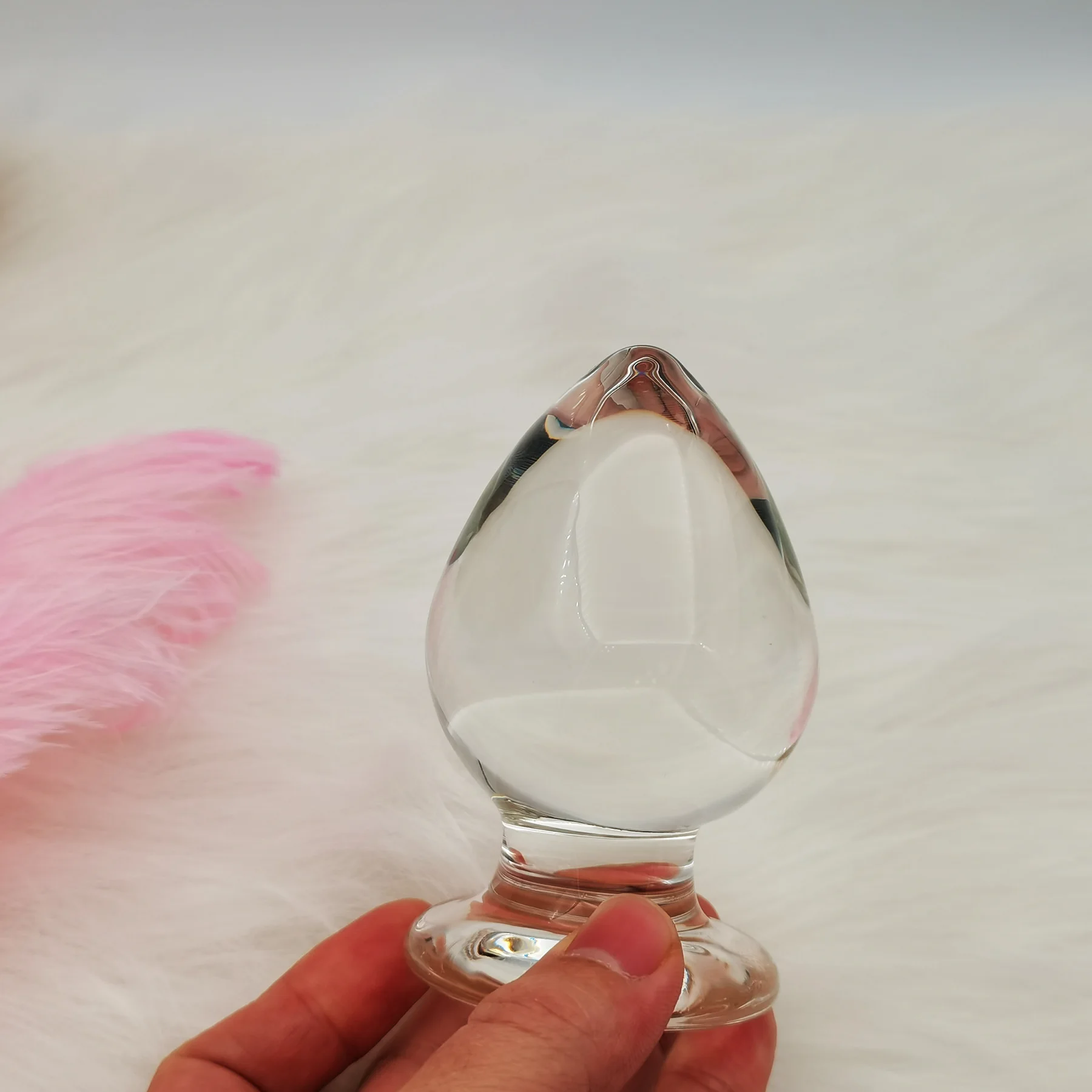 Анальная пробка с большим кристаллом 60 мм стеклянный фаллоимитатор