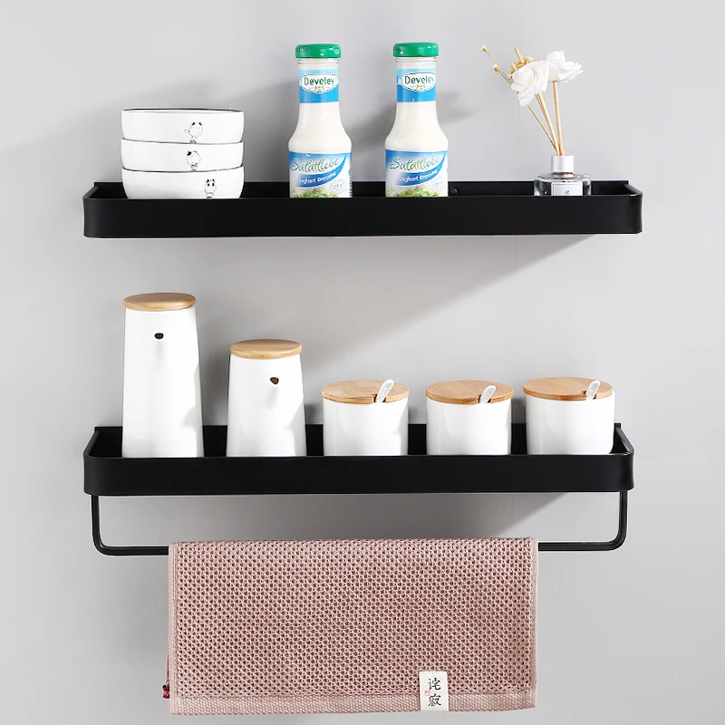 bathroom shelf black with towel bar space aluminum bathroom shelves shampoo holder shower caddy rack corner kitchen storage rack free global shipping