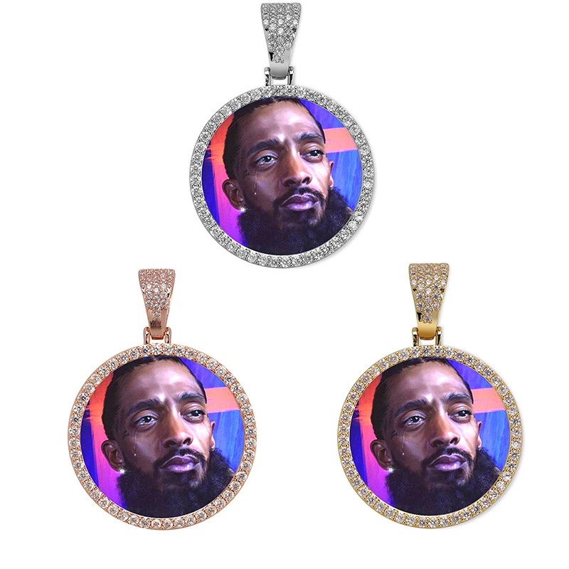 

Customize photo memory pendant necklace round wing heart Hip Hop Personalized Cubic Zircon Medallions Chains necklace NK0278