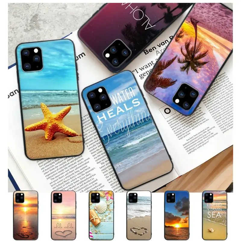 

Sunset Beach Sea Black Rubber Mobile Phone Case For IPhone 12 11 Pro Max Xs X Xr 7 8 6 6s Plus 5 5s Se 2020 Cover